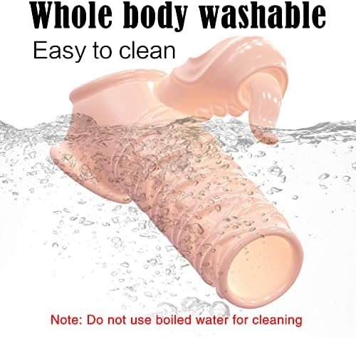 Goeskba Silicone Penis Sleeve Enlargement Sleeve Products Delay Penis Rings Sex Toys Cock Ring Penis Lock Sperm Sex For Men Adult Sex Toys (Clear) - Image 3
