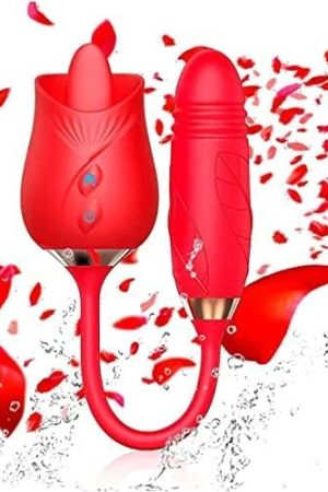 Rose Sex Stimulator For Women 3 In 1 Clitoral Sucking Stimulator Adult Sex Toys For Woman Couples Rose Sex Toy Tongue Licking G Spot Vibrator With 10 Modes(Red)