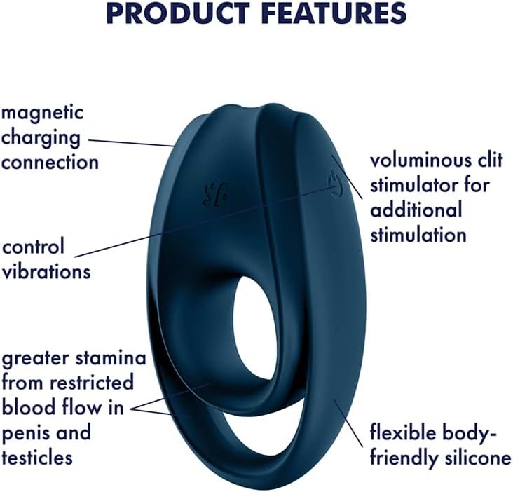 Satisfyer Incredible Duo Cock Ring - Vibrating Penis And Testicle Ring For Longer, Harder, Stronger Erections, Erection Enhancing Penis Ring Plus Vibration - Waterproof, Rechargeable - Image 2