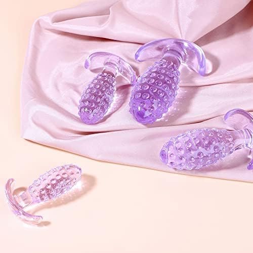 Nopnog 4Pcs/Set Pineapple Anal Plugs, Butt Plug, Prostate Massager, Tpe, Sex Toys For Men Women (Purple) - Image 3