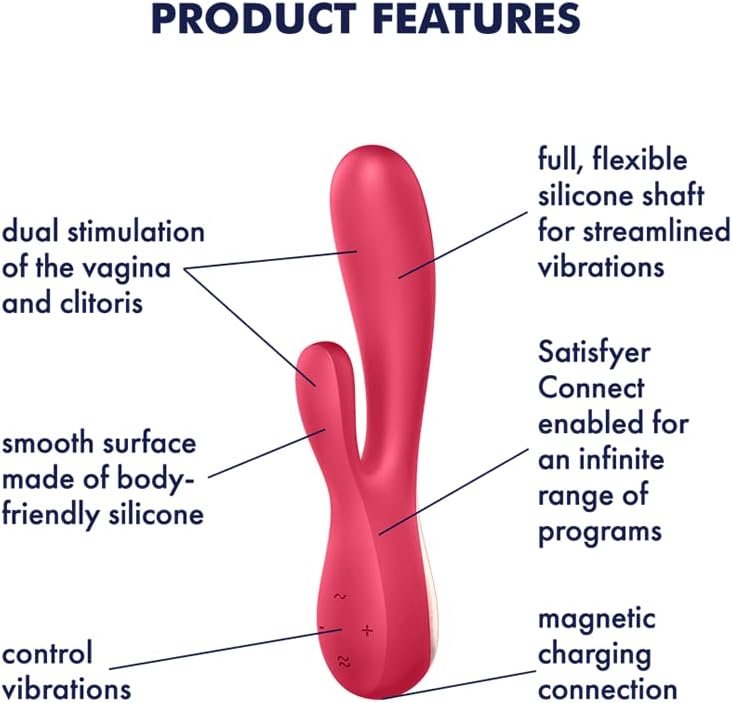 Satisfyer Mono Flex Connect App | Rabbit Vibrator | G-Spot Vibrator | Clitoral Stimulator | 2 Powerful Motors | Waterproof (Ipx7) | Rechargeable Battery | Skin-Friendly Silicone - Image 3