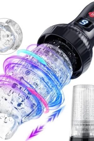 Male Masturbator Sex Toys For Men, Automatic Male Masturbators Sex Toy With 9 Thrusting & Rotating Modes, Mens Sex Machine Electric Pocket Pussy With Cover, Lcd Display Male Stroker Adult Sex Toys