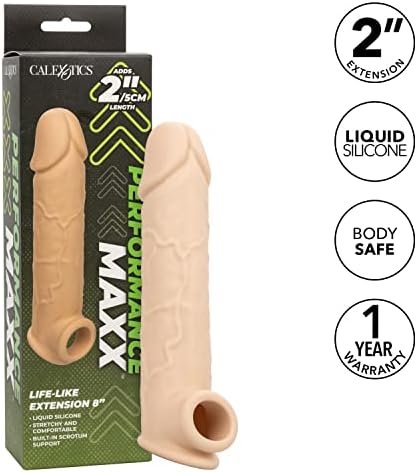 Calexotics Performance Maxx Life-Like Extension Penis Sleeve Extender 8 Inch - Ivory - Se-1633-15-3 - Image 3