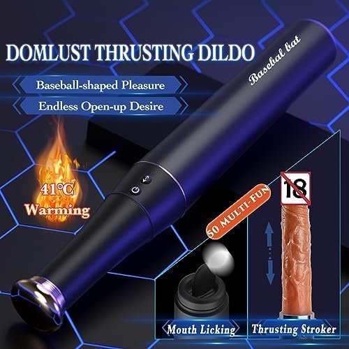 Domlust Thrusting Dildos Adult Stroker Vibrator - Handheld Baseball Bat Realistic Dildos Sex Toys 5 Tongue Licking Heat 10 Vibrating Butt Plug Sex Machine. 9-Inch G-Spot Anal Dildo Stroking Desire. - Image 2