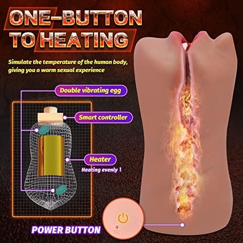 Male Masturbator Hot Mouth Airplane Cups Deep Throat Oral Pleasure Dual Vibrators Simulator Heating Pocket Pussy 7 Vibration Modes Tpe Material 1.6Lb Adult Sex Toys… - Image 2