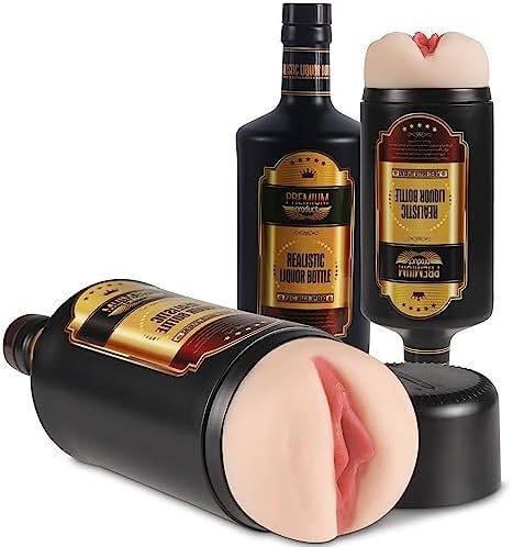 Male Masturbator Blowjob Cup, 3D Manual Realistic Male Masturbator Cup Liquor Bottle Shape, Realistic Textured Vagina Pocket Pussy Adult Sex Toy For Men Lifelike Pussy Masturbation Cup