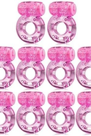 Disposable Vibrating Cock Ring - Sexy Slave Penis Ring With Clit Stimulator (Pack Of 10, Pink, Butterfly)