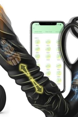 Thrusting Anal Vibrator For Men Prostate Massager, 5-In-1 Vibrating Anal Plug Dildo Shaped Vibrators With Dual Silicone Cock Ring, Adult Anal Sex Toy For Gay Men Couple