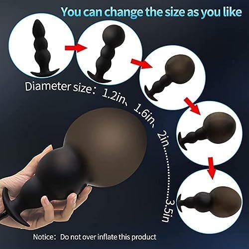 Silicone Inflatable Anal Beads Butt Plug Silicone Anal Plug Grade(Steel Ball Included) For Male Female And Beginners Adult Sex Toys - Image 2