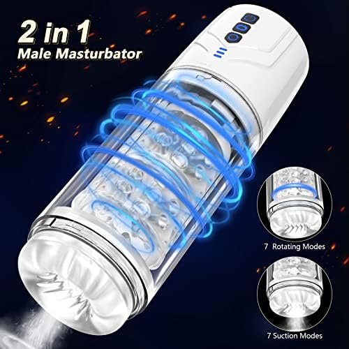 Automatic Male Masturbator Penis Pump Detachable Male Masturbators With 7 Rotation & 7 Suction Modes Pocket Pussy Waterproof Blowjob Machine Adult Sex Toys For Men(Transparent Black) - Image 2