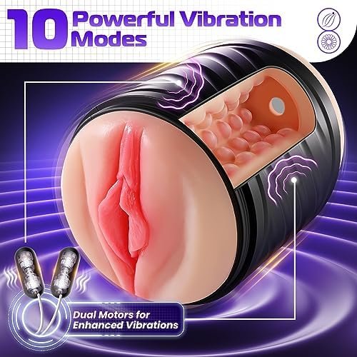 Male Masturbator Sex Toys For Men, Lifelike Adult Male Sex Toys 10 Vibrations, Sex Toy For Men Open-Ended Penis Pump Fleshy Textured Adult Toys For Men, Sex Machine Male Vibrators Stroker Realistic - Image 2