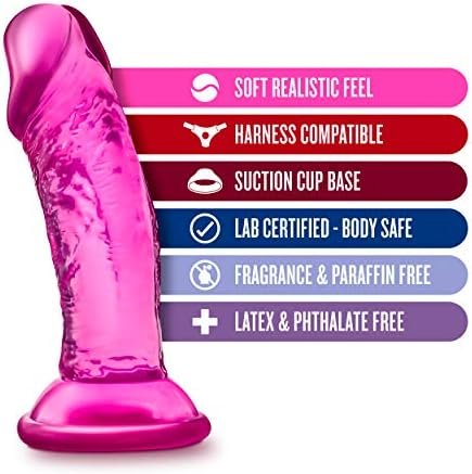 Blush Sweet N Small 4" Realistic Short Dildo, Suction Cup Strap On Harness Compatible, Sex Toy For Women Pink - Image 2