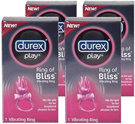 Durex Play Ring Of Bliss, Vibrating Ring, Specially Shaped For On-The-Spot Stimulation And Focused Intensity, Battery Included, Waterproof (Pack Of 4)