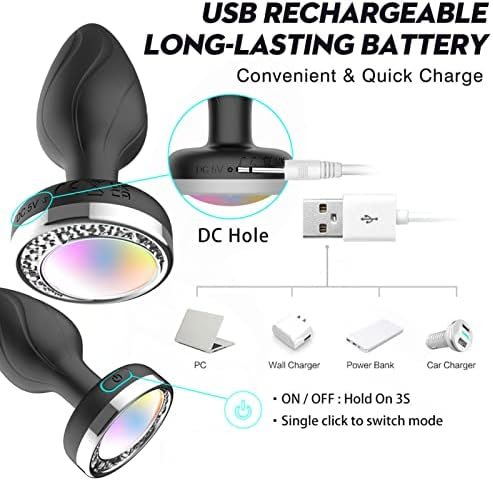 Lelisex Glowing Vibrating Butt Plug 10 Vibration Modes And Luminous Colors Silicone Anal Vibrators With Remote Control For Men And Women,Rechargeable And Waterproof - Image 3