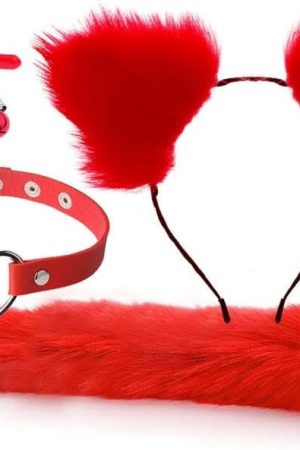 Women'S Fetish Restraint Bdsm Faux Fur Cat Ears Hair Anal Plug Tail Sex Toys For Sm Cospaly Party Accessory (Pink)