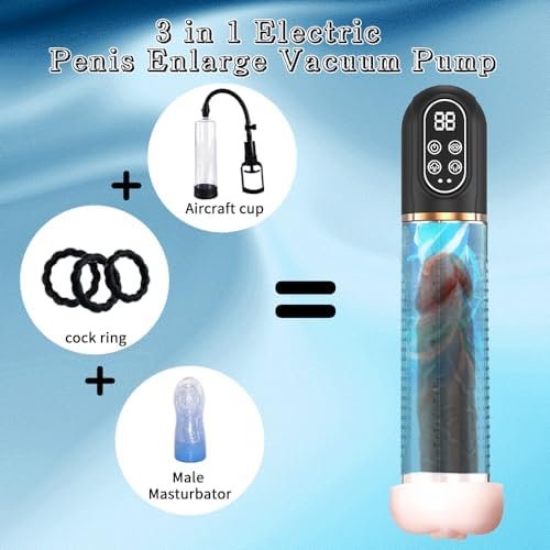 Penis Pump Penis Enlarger Extender With Lube,3 In 1 Men'S Vibrator,Electric Penis Vacuum Pump With 5 Suction 3 Tranning Modes, Penis Sleeve Male Masturbator Sex Toys For Men Bigger Stronger - Image 3