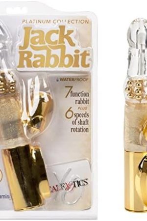 Calexotics 7-Function Platinum Jack Rabbit Vibrator With Rotation - Waterproof Vibe Sex Toys For Couples - Adult Hands Free G Spot Massager - Gold