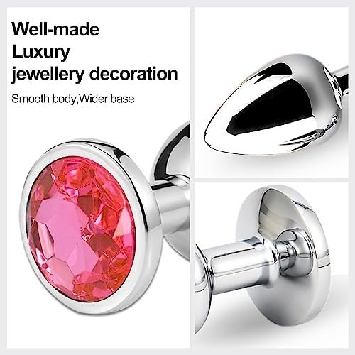 Luxury Anal Butt Plug Kit Metal Threads Anal Beads Fetish Anal Trainer Expanding Butt Sex Love Toys 5 Graduated Balls Design With Pink Jewelry Base For Men Women Couples (Threaded) - Image 3