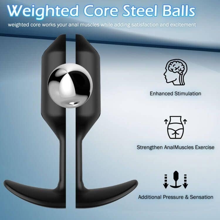 Anal Plug, Anal Balls With 3Pcs Premium Silicone Weighted Anal Plugs, Ultra-Comfortable 237/137/113-Gram Anal Butt Plug, Anal Plug Kit, Training Kit For Beginners Men,Anal Training Set - Image 2