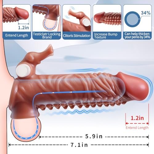 Penis Sleeve Cock Sleeve Vibrator - 5 In 1 Male Sex Toys Elephant Trunk Vibrators Cock Ring With 10 Vibrating & Licking Modes Penis Extender With Clitoral Stimulator, Adult Sex Toys For Men & Couples - Image 2