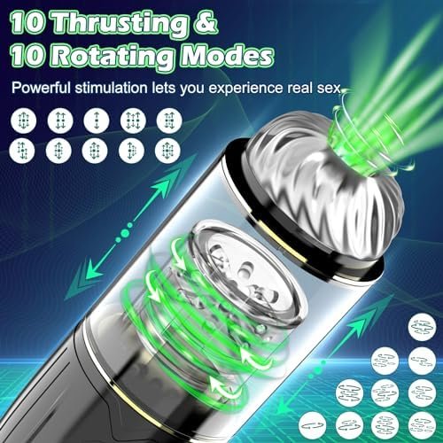 Automatic Thrusting Rotating Sucking Male Masturbator, Male Stimulator Full Waterproof 3D Realistic Textured Sleeve Pocket Pussy Stroke Toys Penis Pump With 10 Mode, Adult Men Sex Toys & Games For Men - Image 2
