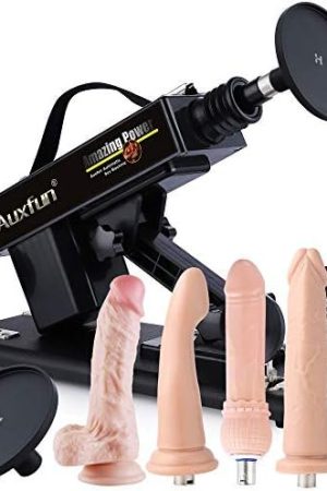 Auxfun Automatic Sex Machine With 3.5" Suction Cup Adjustable Speed Love Machine With Realistic Dildos Women Thrusting Machines Sex Pleasure With 8 Attachments 3Xlr Connector Sex Toys Powerful For Men