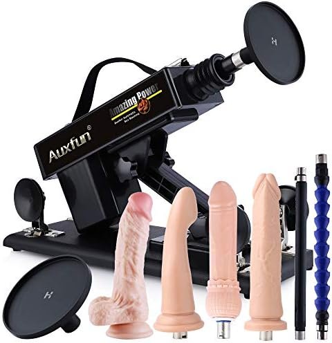 Auxfun Automatic Sex Machine With 3.5" Suction Cup Adjustable Speed Love Machine With Realistic Dildos Women Thrusting Machines Sex Pleasure With 8 Attachments 3Xlr Connector Sex Toys Powerful For Men