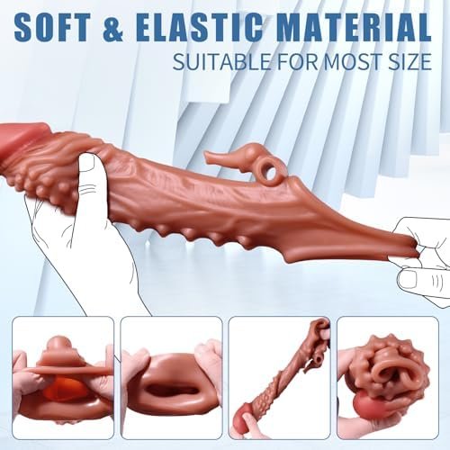 Penis Sleeve Cock Sleeve Vibrator - 5 In 1 Male Sex Toys Elephant Trunk Vibrators Cock Ring With 10 Vibrating & Licking Modes Penis Extender With Clitoral Stimulator, Adult Sex Toys For Men & Couples - Image 3