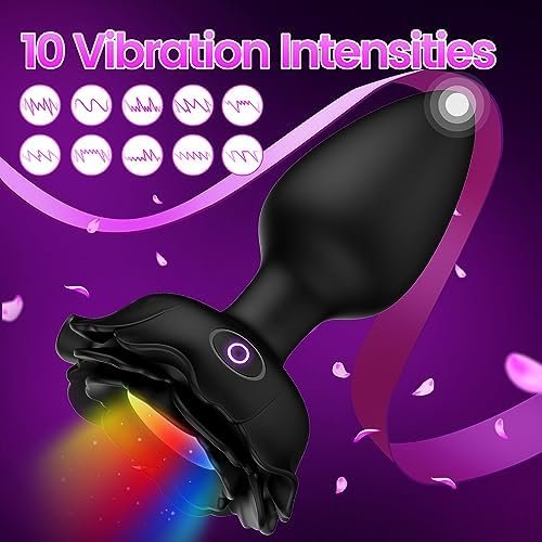 Anal Sex Toys Anal Plug Vibrator With 10 Vibration Settings, Women Sex Toy Led Vibrating Butt Plug Rose Sex Toy, Anal Vibrators Adult Toys For Women, Light Up Anal Toys Adult Sex Toys & Games, Black - Image 2