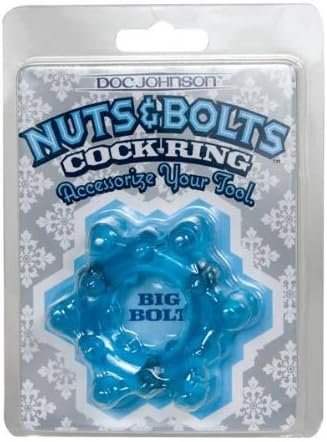Doc Johnson Nuts And Bolts Big Bolt C**K Ring, Blue - Image 3