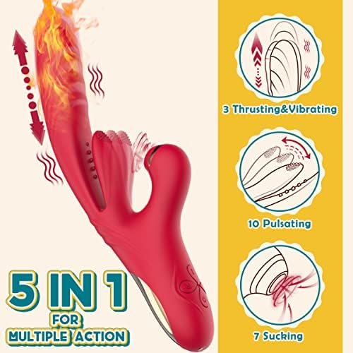 Thrusting Dildo Vibrator Sex Toys For Women - 3 Thrusting Vibrating & 10 Pulsating & 7 Sucking 10.4Inch Vibrators With Heating Adult Toy, Triple Action Sex Toy G-Spot & Clitoris Stimulator For Women - Image 2