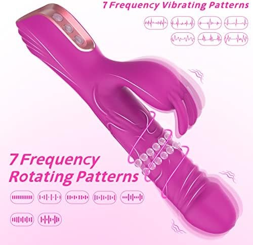 Rotating Beaded Clit Rose Rabbit Dildo Vibrator Adult Sex Toys For Women,Triple Action G Spot Vibrators With Independent Clitoral Stimulator 7 Rotating & Vibration Realistic Dildo Vibrators For Couple - Image 2