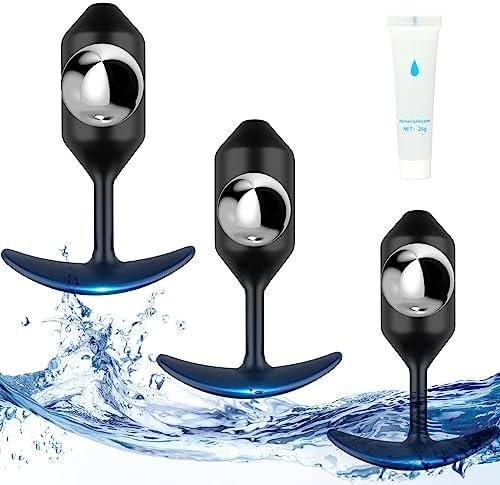 Anal Plug, Anal Balls With 3Pcs Premium Silicone Weighted Anal Plugs, Ultra-Comfortable 237/137/113-Gram Anal Butt Plug, Anal Plug Kit, Training Kit For Beginners Men,Anal Training Set