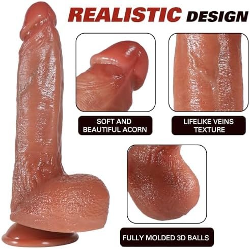 Feels Like Skin! 8.8 Inch Realistic Dildo 100% Body-Safe Silicone Dildo Premium Materials Huge Silicone Dildo With Strong Suction Cup Ultra Soft Lifelike Thick Dildo G Spot Stimulator - Image 2
