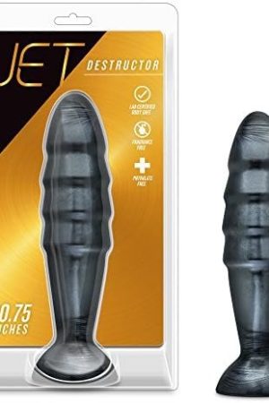 Blush Jet Destructor - Advanced Extreme 10.75 Inch Anal Butt Plug Soft Dildo Deep Stimulating - 2.5 Inch Thick Shaft - Flexiable Strap On Compatible Sturdy Suction Cup Hands Free Play - Adult Sex Toy