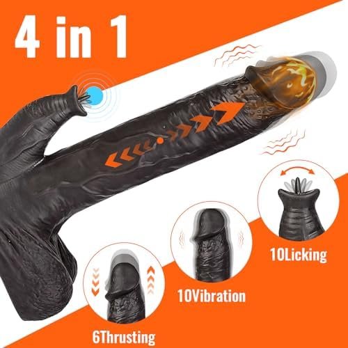 Thrusting Dildo Vibrator For Women,Sex Toys Wireless Remote Control Clitoralis Stimulator Heated With 6 Telescopic & 10 Vibrations Modes Adult Toys For Women Couples-Black - Image 3