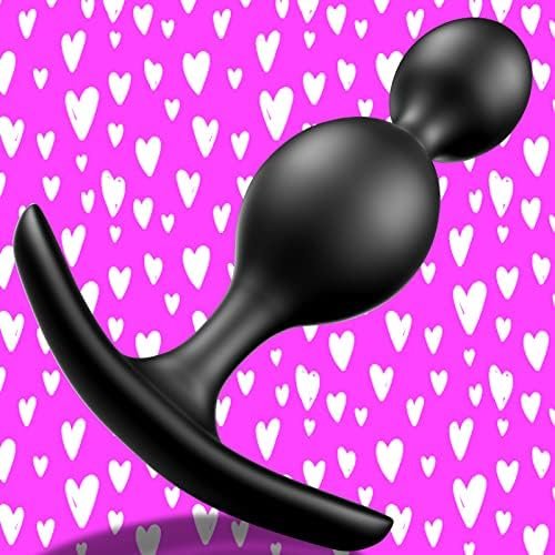Anal Beads Silicone Butt Plug With Thin Neck & 2 Gradual Beads & Curved Base For Comfortable Long-Term Wear Prostate Massager Sex Toy For Men Women Beginners Tjijp - Image 3