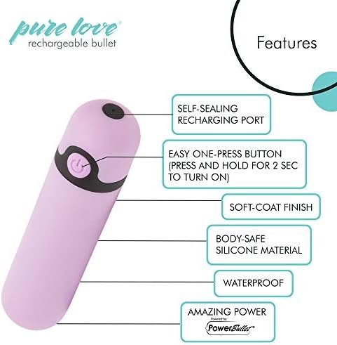 Pure Love 3.5 Inch Rechargeable Bullet Vibrator Purple, Waterproof, 10 Functions, Adult Sex Toy - Image 3