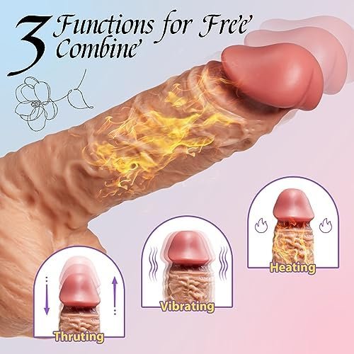 Thrusting Dildo Vibrator With 6 Thrusting &10 Vibration & Heating & Remote Control,Lubisey Realistic Vibrating Dildos, Suction Cup Dildo Sex Machine Toy For Women Anal&G-Spot Stimulation 7.6" - Image 2