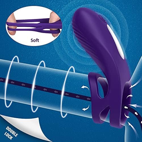 Lanwan Silicone Vibrating Cock Ring Male Vibrator Penis Ring With 9 Vibration Modes For Prostate Massage Stimulation Rechargeable Erection Clit Sex Toys (Blue Purple) - Image 2