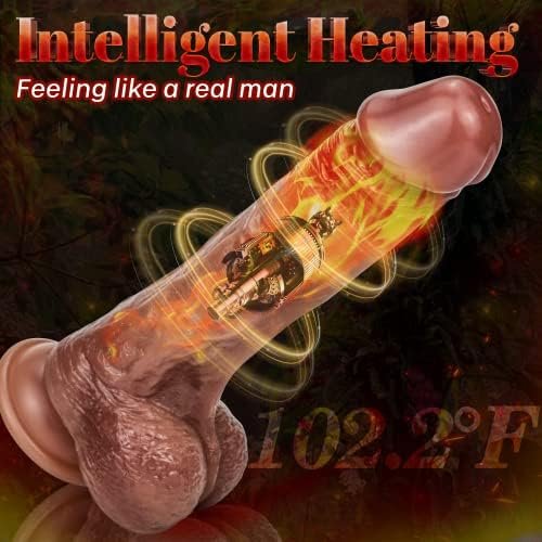 Thrusting Dildo Vibrator Adult Sex Toys, 8.5In G Spot Dildo Heated Anal Dildo Silicone Suction Cup Dildo, 5 Telescopic & 10 Vibrating Dildos For Women & Men Consoladores Anal Toys Brown Sex Machine - Image 3