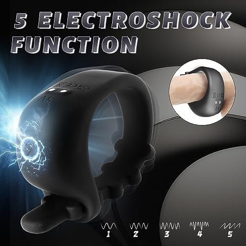 Cock Ring With Electric Shocks Adjustable Penis Ring For All Dick Size Sex Toys For Men Longer Harder Rechargeable Cock Rings Vibrator With 5 Electric Shocks Mode Adult Sex Toy For Couples Pleasure - Image 2