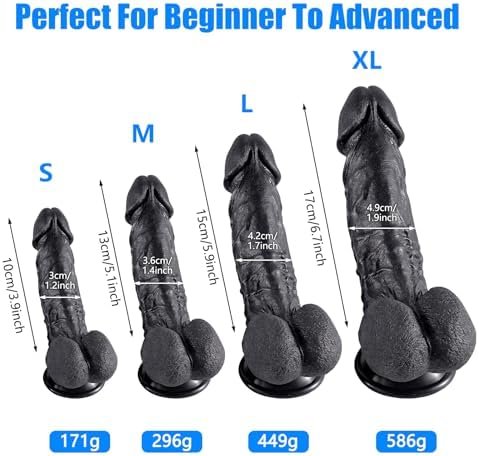 Shkanla Realistic Dildos Adult Sex Toys For Women, Soft Silicone Dildo With Strong Suction Cup For Hands-Free Play, Lifelike Anal Dildo With Balls Fake Penis G Spot Stimulator (Black M) - Image 3