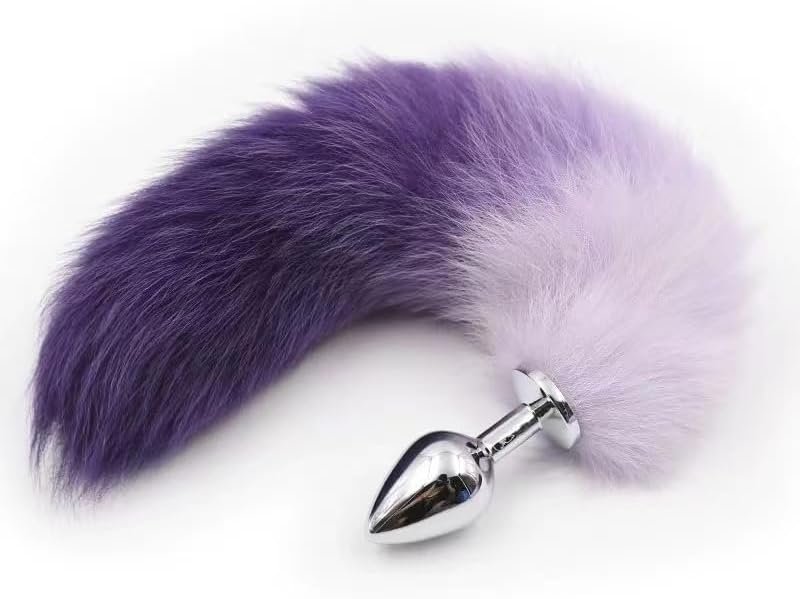 Ooiixx Sexy Fox Tail Cosplay Anal Plug Anal Butt Plug Adult Sex Toys For Women Men Couple Stainless Steel Anal Plug (Black S)