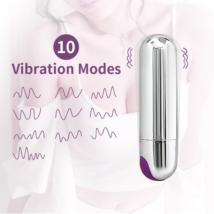Softtoys Mini Bullet G-Spot Clitoral Vibrator Nipple Stimulator, Vibrate Massager Bullet Vibe Orgasm Vagina Dildo For Travel Usb Rechargeable Portable Waterproof Vibrating (Silver) - Image 3