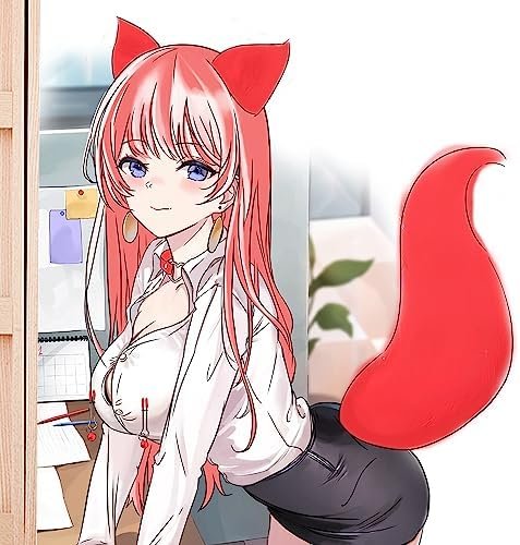 Fox Tail Anal Plug Collar And Nipple Clamps Cat Ears Butt Plug Stainless Steel Anal Plug With Faux Fur Fox Tail For Women Costume Props (Red) - Image 3