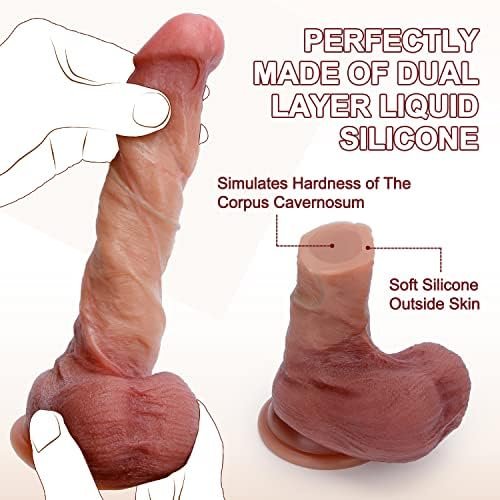 Rosetell Dildo Adult Sex Toys For Women, Realistic Dildos Feel Like Skin With Suction Cup For Hands-Free Play, Silicone Dildo For G Spot Stimulation Vagina Anal Sex, Lifelike Penis With Balls 8.1'' - Image 3