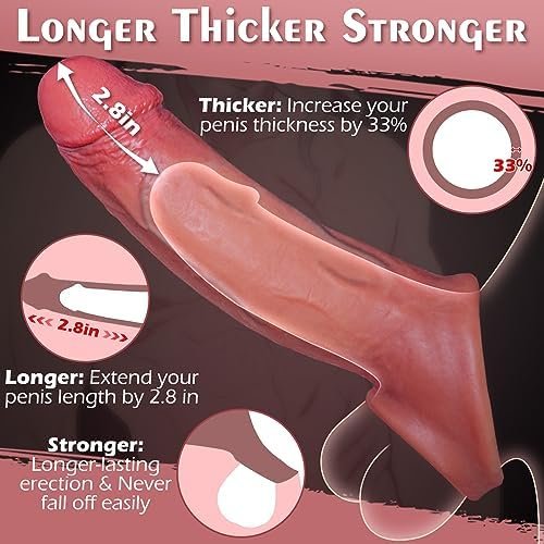 Penis Sleeve Penis Extender Male Sex Toys For Men, Smam Reusable Cock Sleeve Penis Pump Extension Enlarger Vibrating Cock Ring With 10 Vibration Modes, Realistic Silicone Sex Toy For Men Adult Toys - Image 3