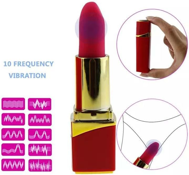 Discreet Lipstick Vibrator - Rechargeable, 10 Speed, Quiet, Waterproof - Mini Clitoris Massager Sex Toys For Women - Black - Image 3