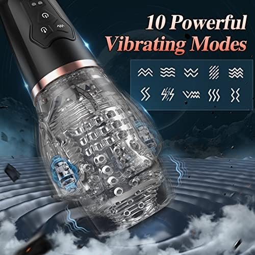 Male Masturbator Adult Toys, Mens Sex Toys Automatic Sucking Masturbators Penis Pump With 5 Suction & 10 Vibration, Male Stroker With Powerful Side Motor Men Masturbation Sex Toys For Men Black - Image 2